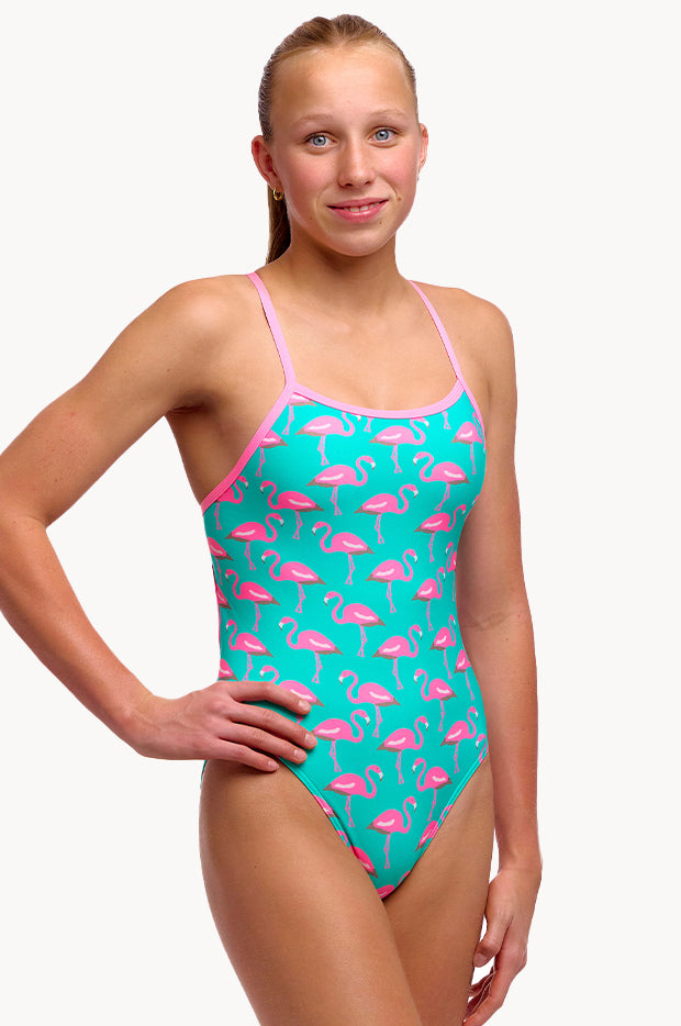 Girls Go Flamingo Single Strap One Piece
