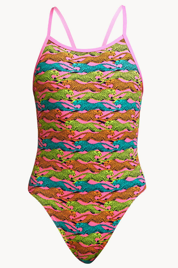 Funkita Girls Lying Cheet Single Strap One Piece Pink | Swimwear Galore AU