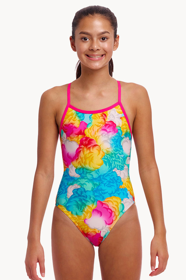 Girls Cloudy Colours Single Strap One Piece