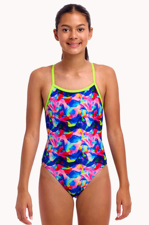 Girls Wet Wave Single Strap One Piece