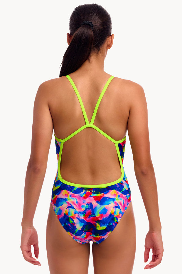 Girls Wet Wave Single Strap One Piece