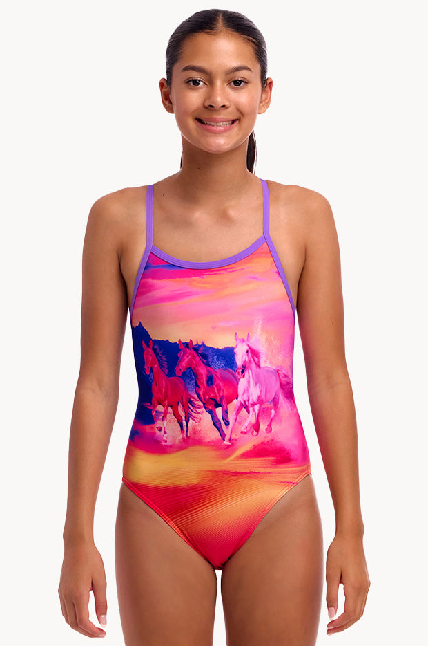 Girls Go Riding Single Strap One Piece