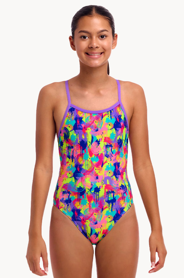 Girls Mess Match Single Strap One Piece