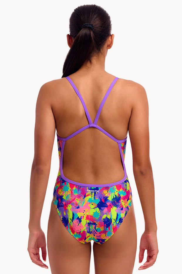 Girls Mess Match Single Strap One Piece