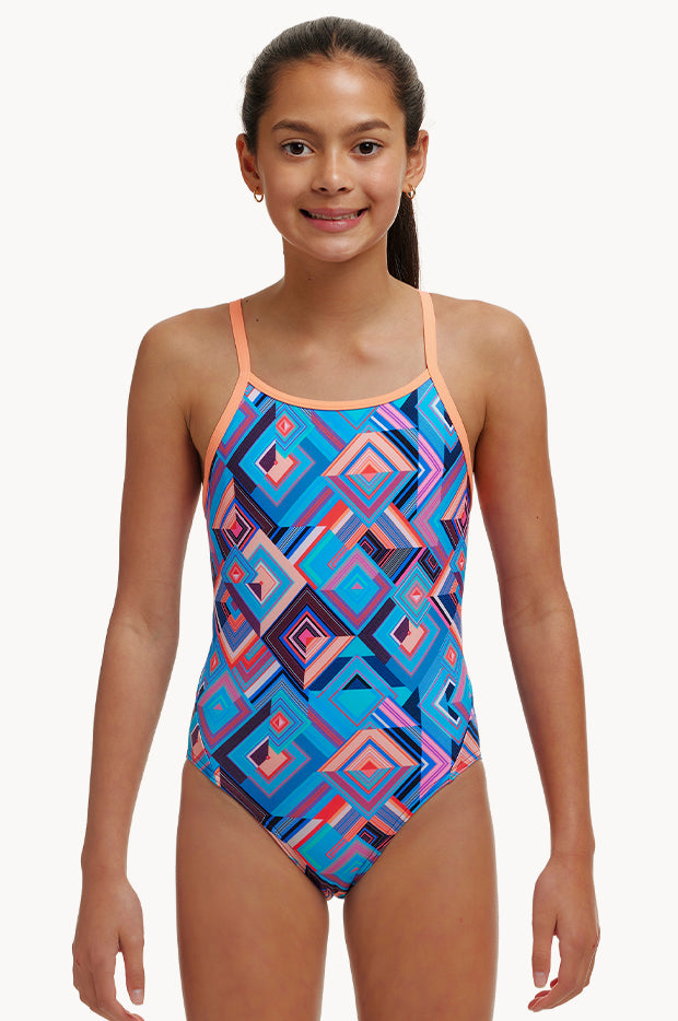 Girls Boxed Up Diamond Back One Piece Swimwear Galore