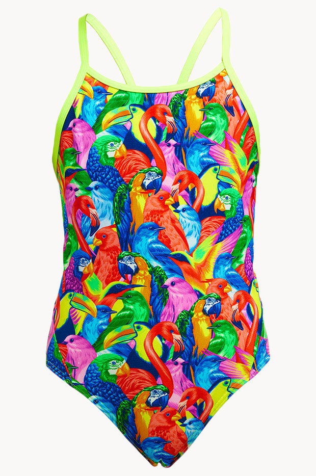 Girls Bright Birds Diamond Back One Piece Swimwear Galore