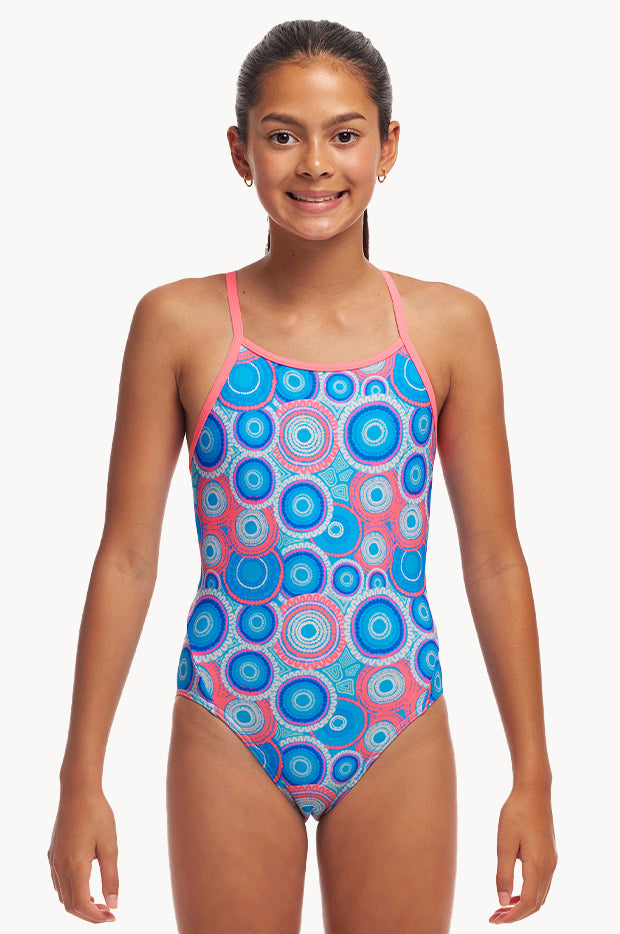 Girls Bundjalung Blue Diamond Back One Piece