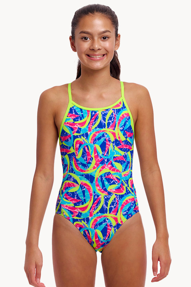 Girls Choppy Waters Diamond Back One Piece