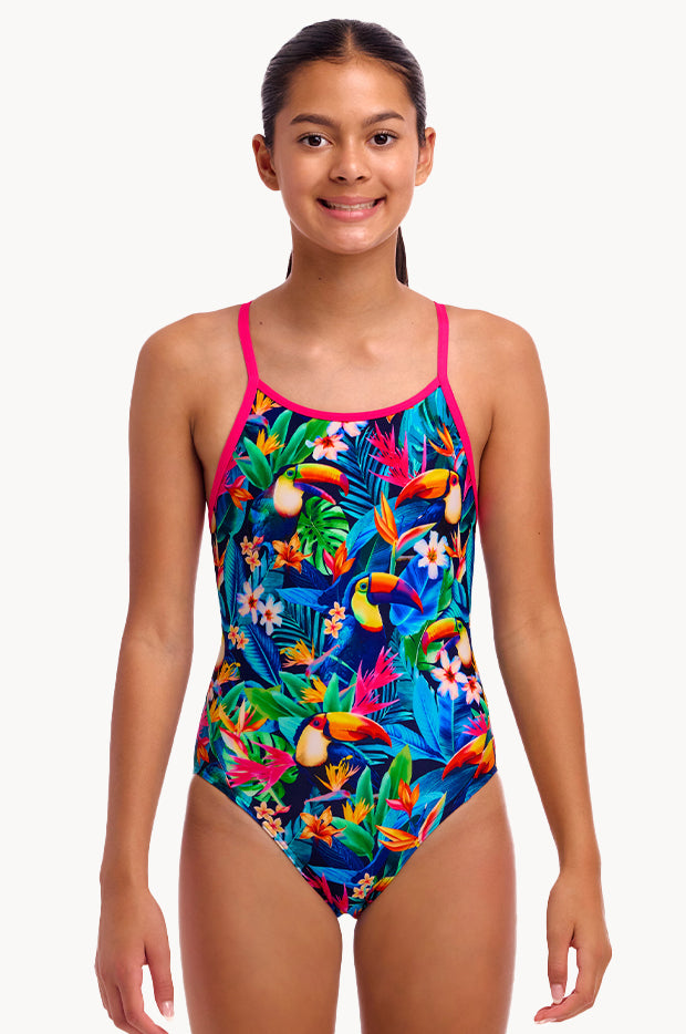 Girls Birdie Wordie Diamond Back One Piece