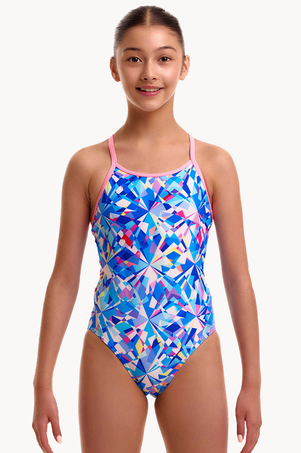 Girls Crystal Mess Diamond Back One Piece