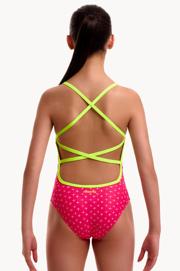 Girls Pink Proton Strapped In One Piece