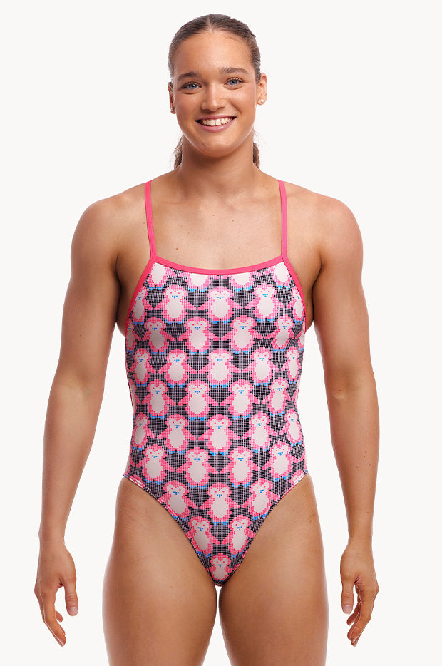 Funkita Pen Guy Single Strength One Piece Black Pink Swimwear Galore NZ