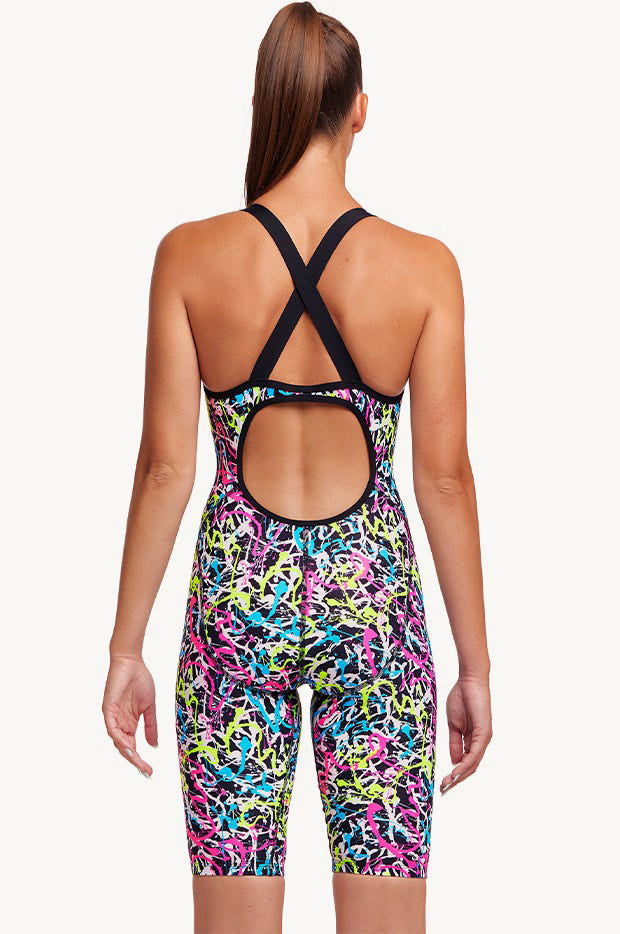 Mess Up Leg Funkita - Messed Up Fast Legs One Piece - Black/Multi | Swimwear Galore AU