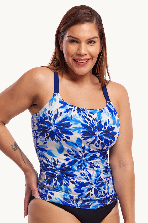 Blossom Blue Scoop Neck Tankini Separate