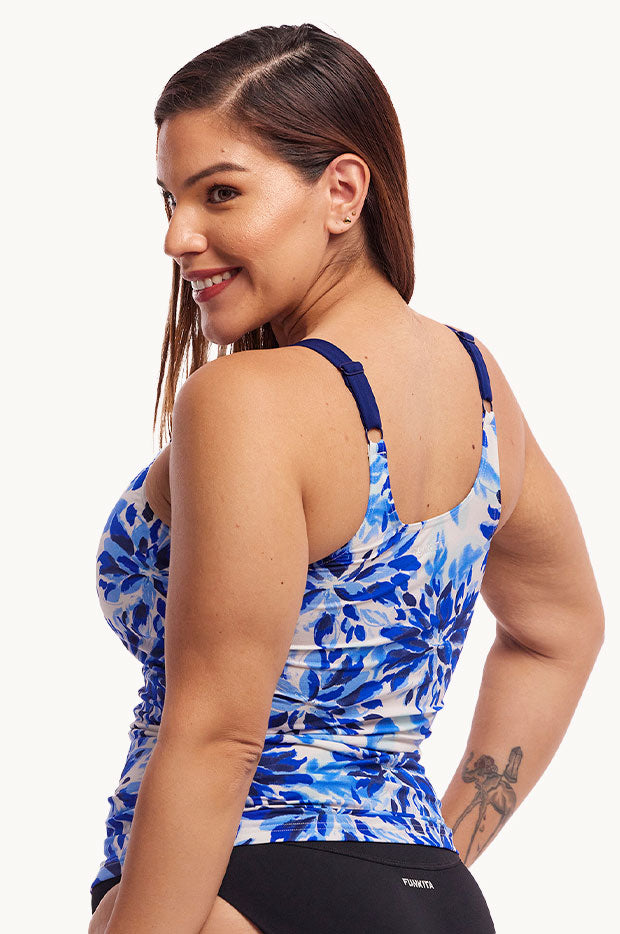 Blossom Blue Scoop Neck Tankini Separate