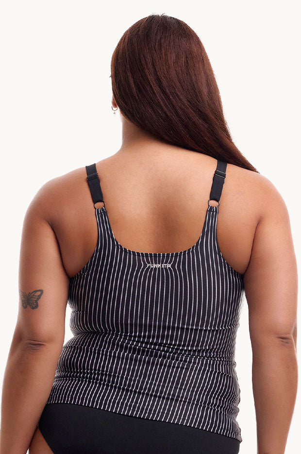 Pin Stripe Scoop Neck Tankini Separate