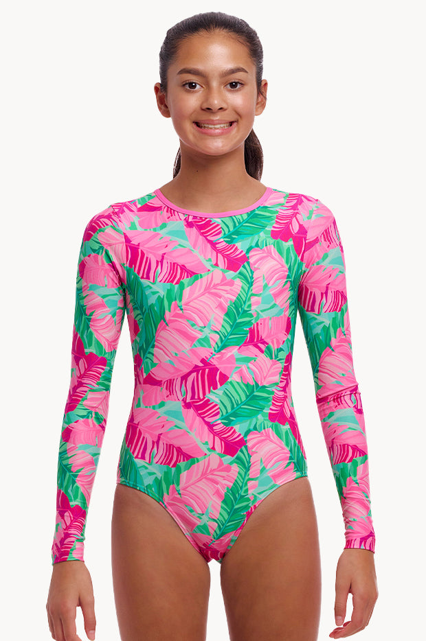 Girls Tropic Palm Long Shot Sunsuit