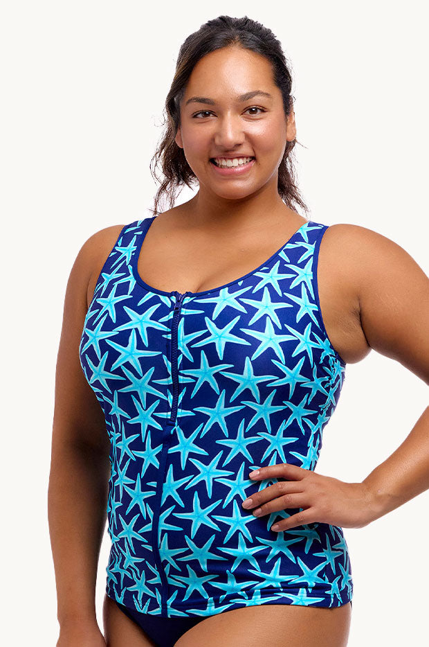 See Stars DD/E Cup Zip Front Tankini Separate