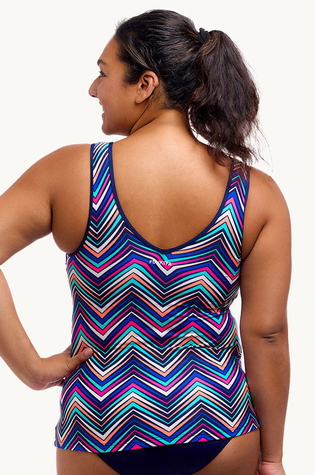 Point Out DD/E Cup Zip Front Tankini Separate