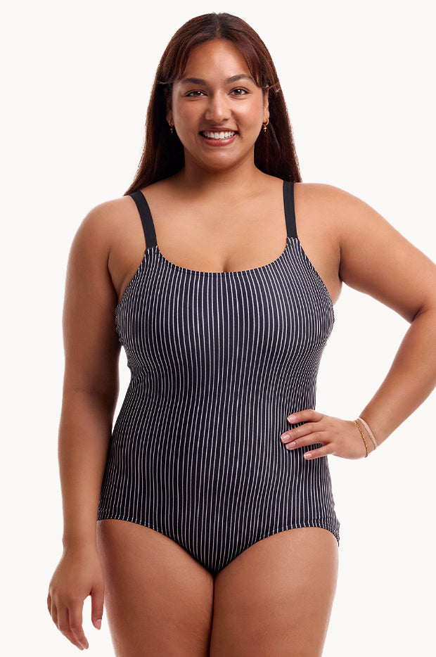 Pin Stripe Scoop Neck One Piece