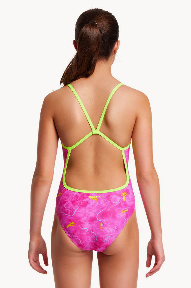 Girls Go Flamingo Single Strap One Piece