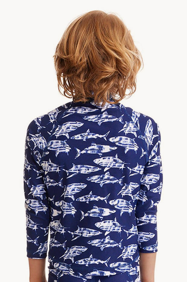 Funky Trunks - Toddler Boys Rompa Chompa Rashie - Navy/White