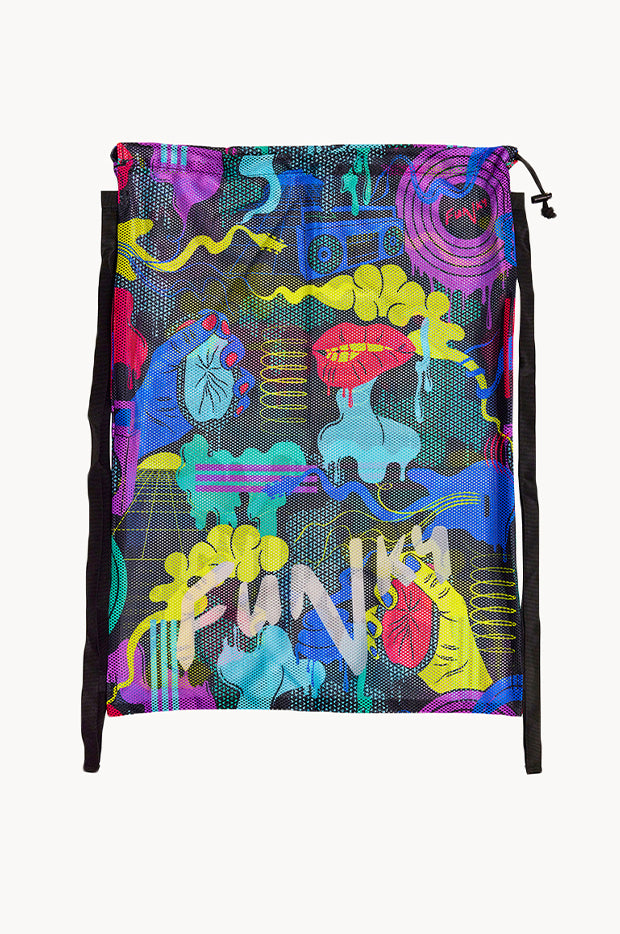 Funky Trunks - Poppy Long Mesh Gear Bag - Black/Multi | Swimwear Galore AU