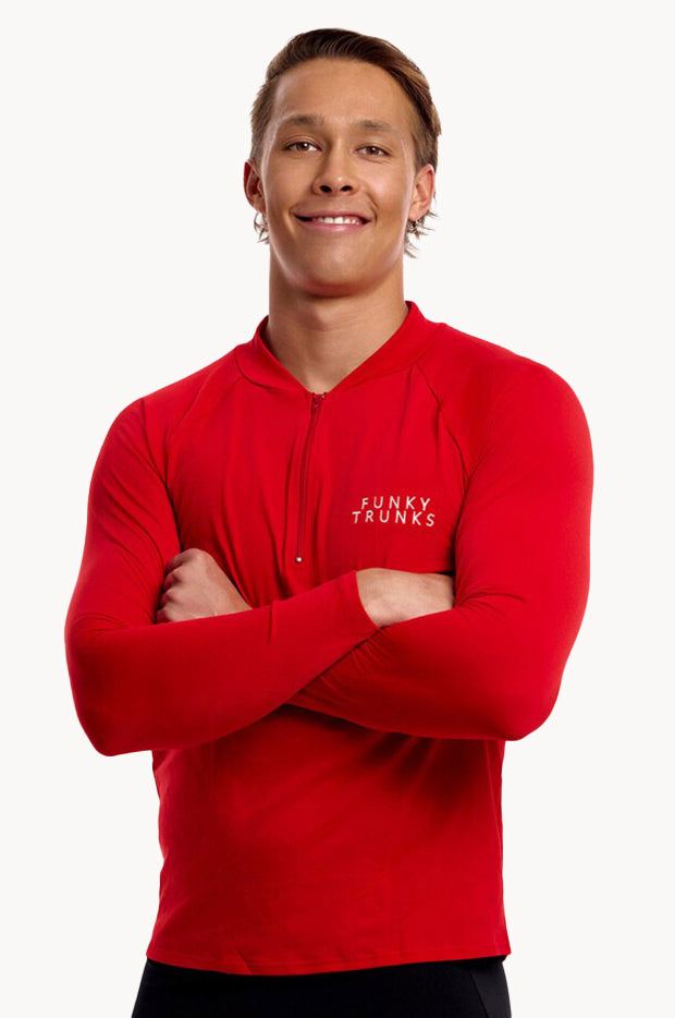 Mens Still Red Long Sleeve Suntop