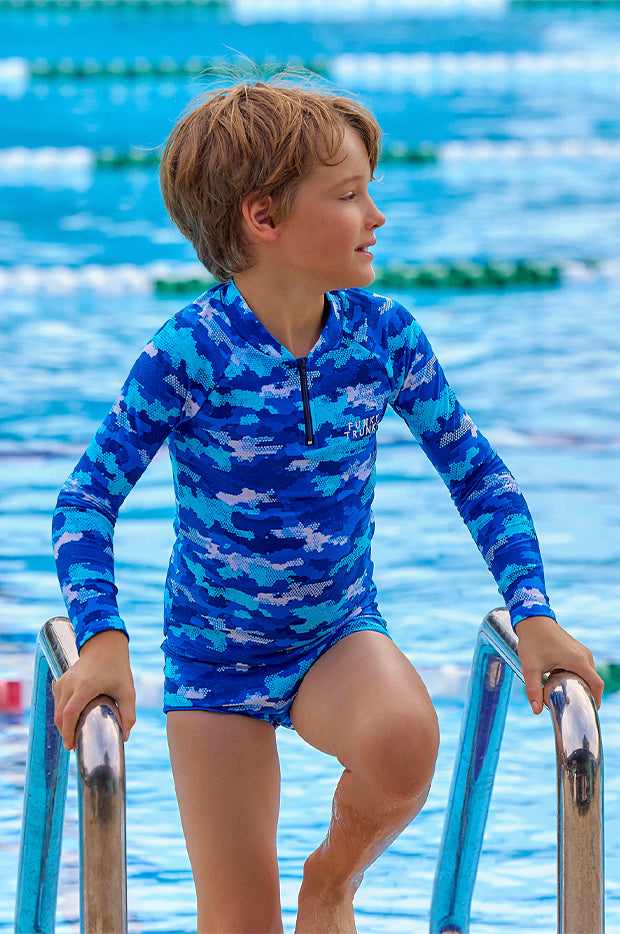 Boys Clean Marine Long Sleeve Suntop