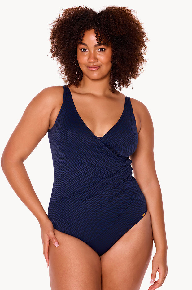 Chevron Jacquard Wrap One Piece