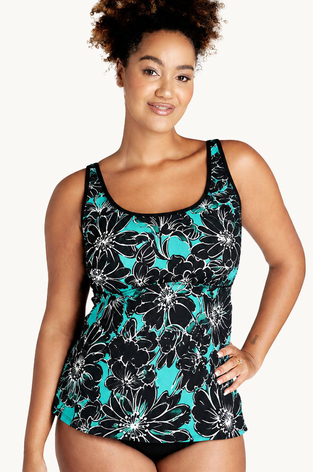 Green Tropical F/G Cup Tankini Separate