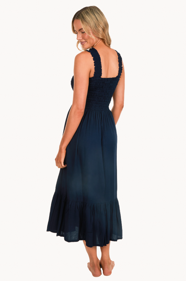 Plain Monaco Shirred Maxi Dress