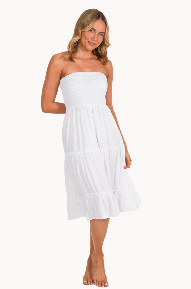 Plain Tiered Ruched Dress