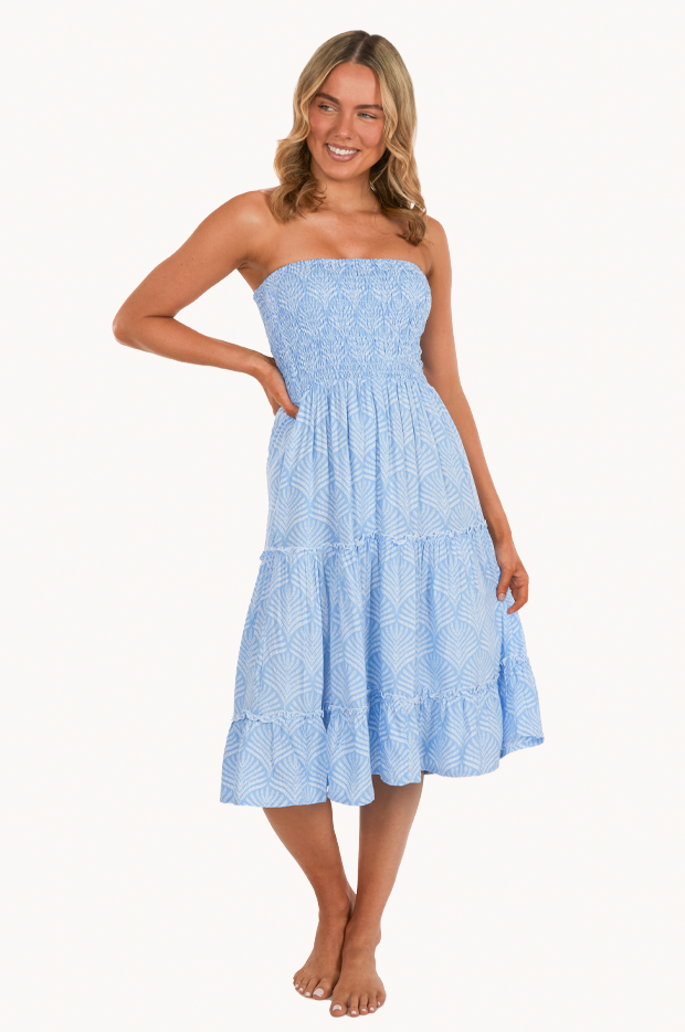 Scallop Fern Tiered Rouched Dress