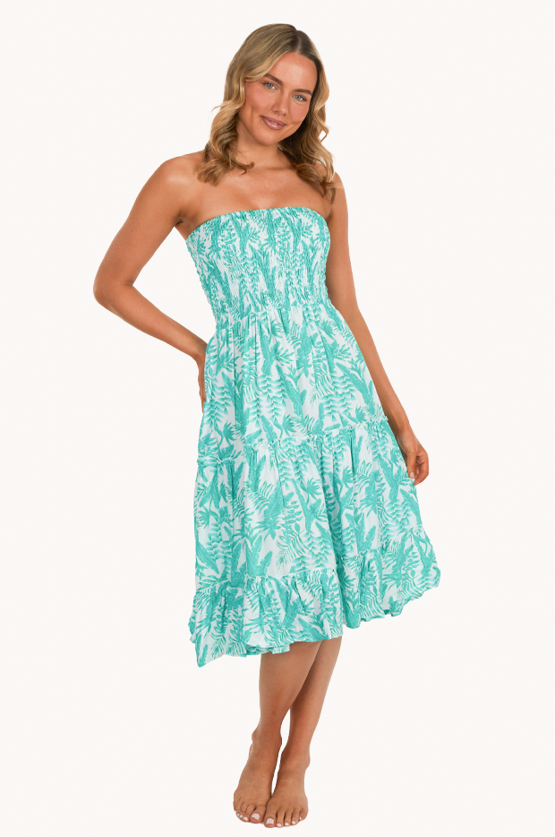 Tropical Escape Tier Ruched Dress