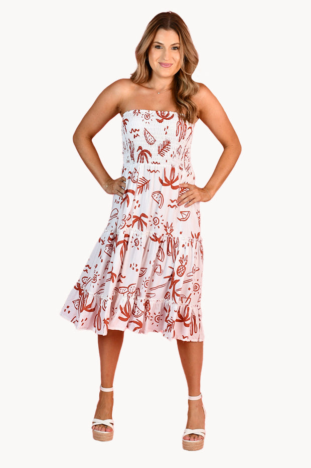 Tropical Fiesta Tiered Rouched Dress