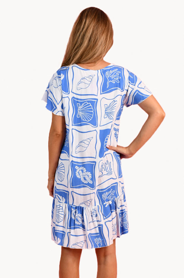 Kingfisher Cap Sleeve Button Dress