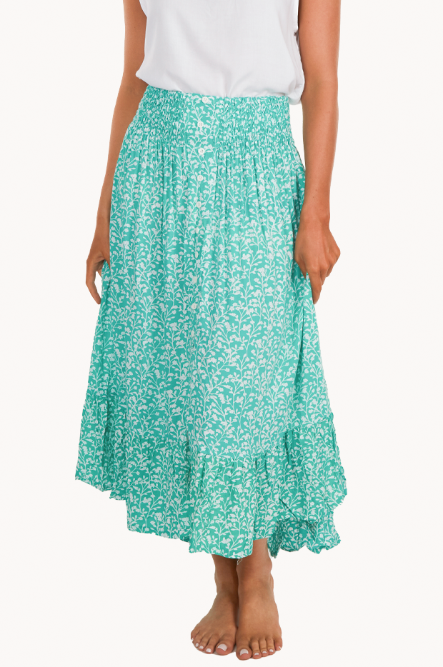 Blossom Ruched Button Maxi Skirt