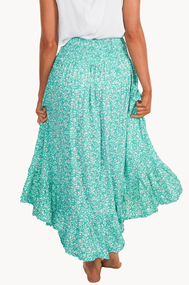 Blossom Ruched Button Maxi Skirt