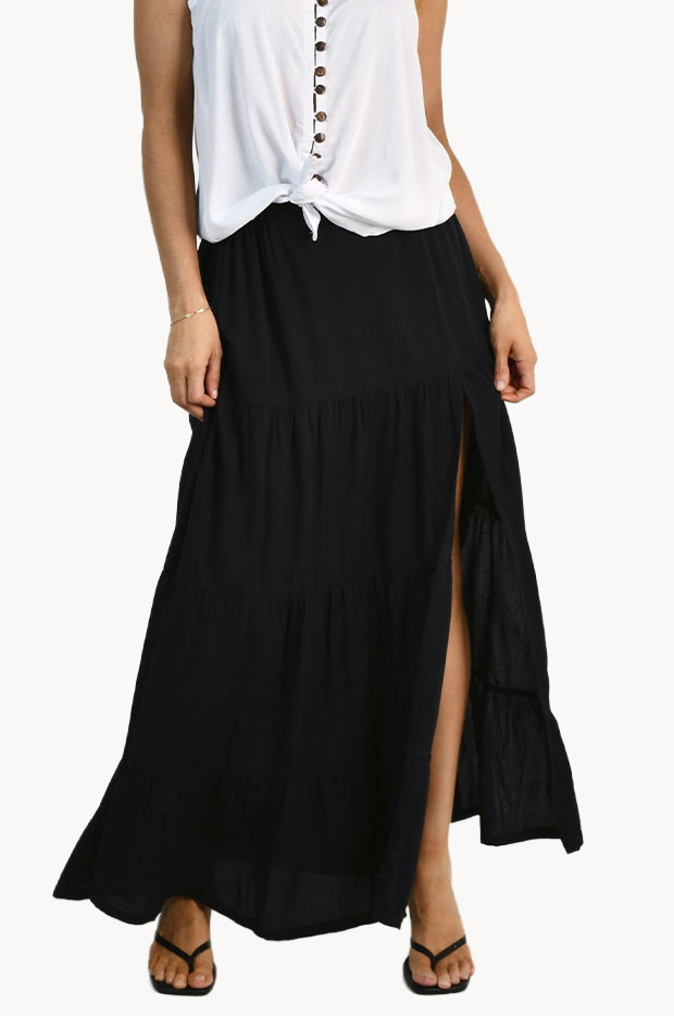 Plain Flat Band Maxi Skirt