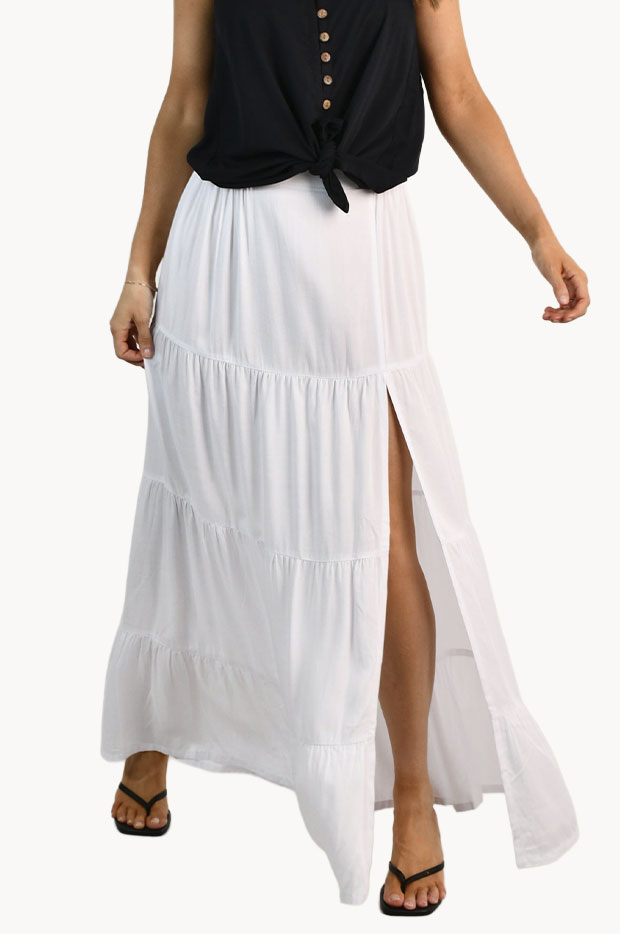 Plain Flat Band Maxi Skirt