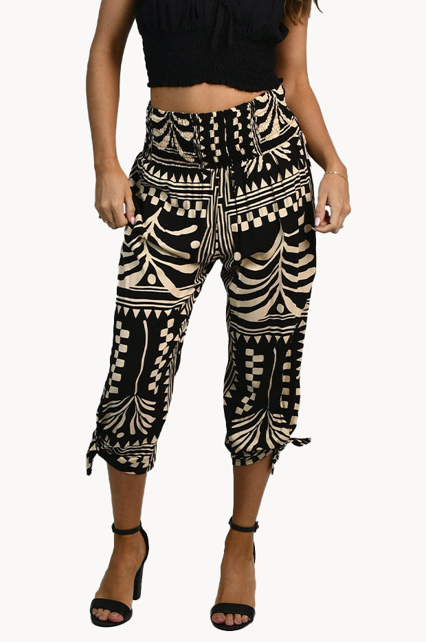 Tribal Artisan 3/4 Ruched Tie Pants