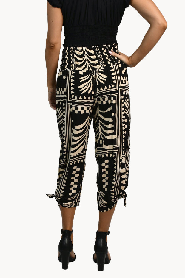 Tribal Artisan 3/4 Ruched Tie Pants