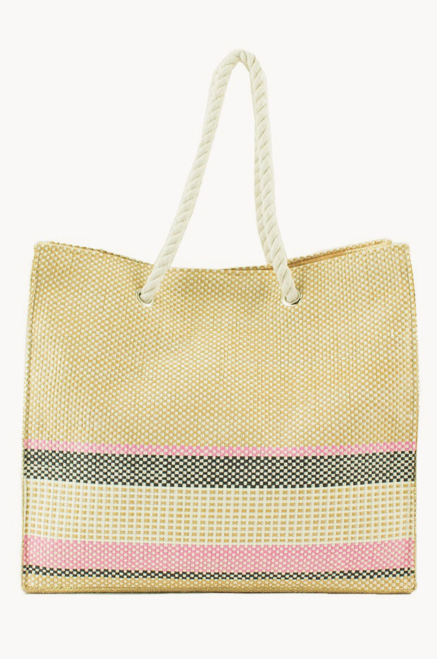 Market Stripe Straw Tote Bag