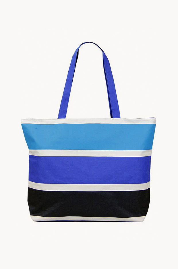 Block Stripe Nylon Beach Bag