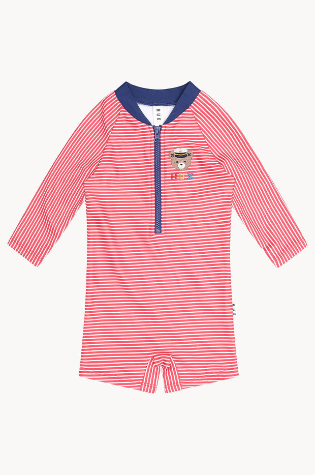 Boys Red Stripe Hux Sunsuit