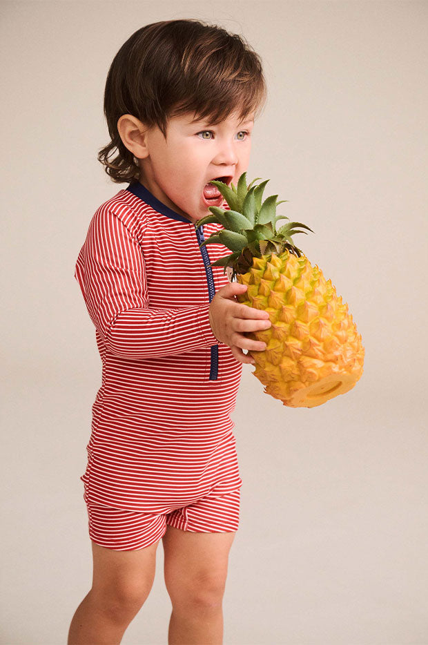 Boys Red Stripe Hux Sunsuit