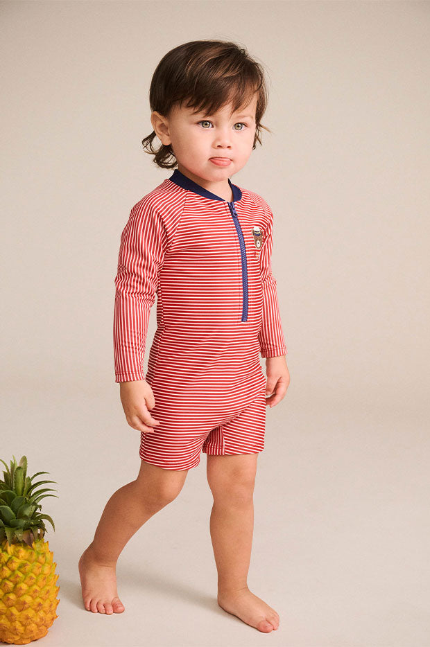 Boys Red Stripe Hux Sunsuit