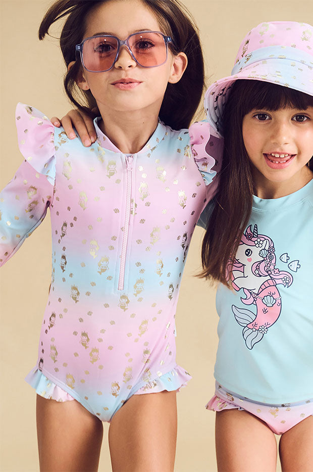 Girls Mercorn Shell Long Sleeve Sunsuit