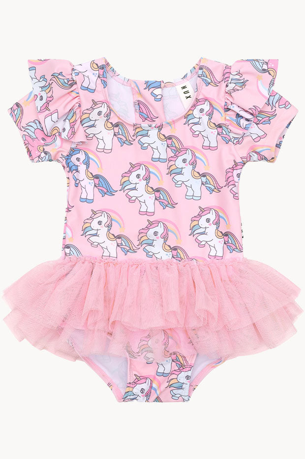 Girls Rainbow Unicorn Short Sleeve Sunsuit